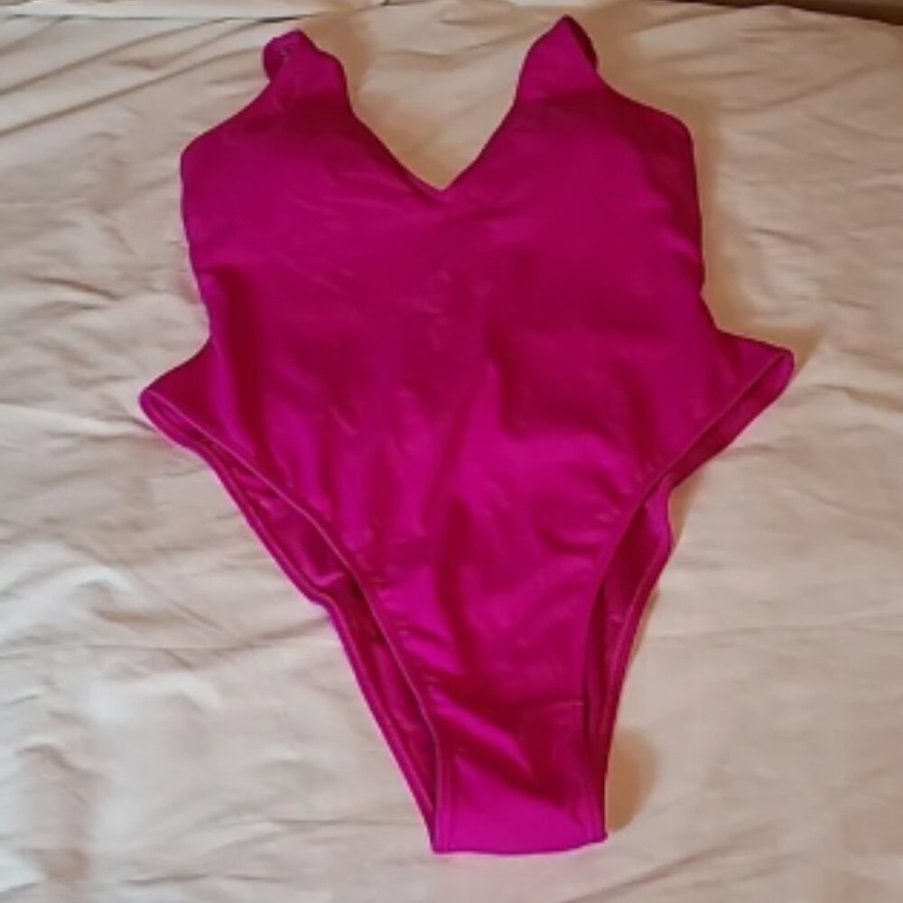 TA3 Swim Hi Cut Plungey in Hot Pink NWOT Sz.XL